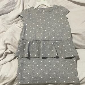 Janie & Jack 5 grey peplum white polka dot dress like new